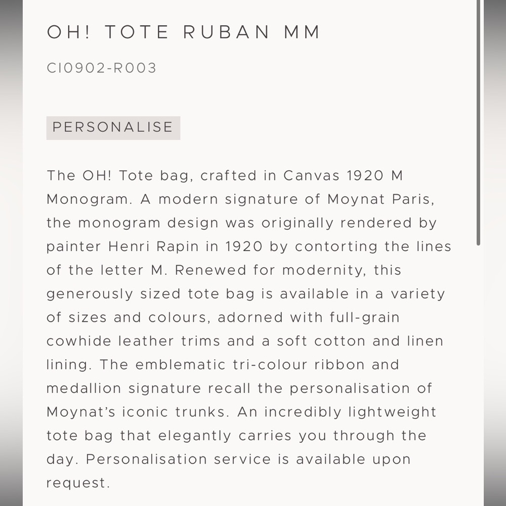 MOYNAT Oh! tote ruban MM Griege with yellow and blue ribbon - Picture 4 of 11